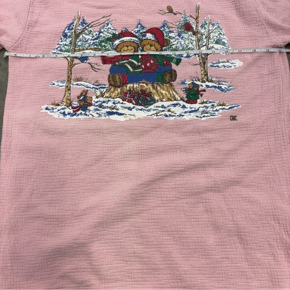 Chic Vintage Christmas Bear Womens Medium Pink Ugly Christmas Sweater 80s 90s - Picture 8 of 9